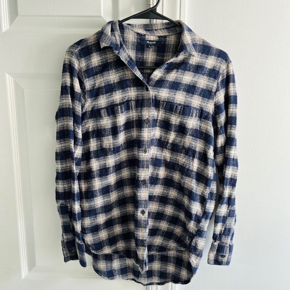 Madewell Blue Plaid Super Soft Flannel Shirt S